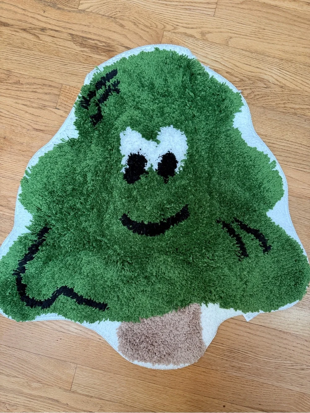 New Green Tree Shaggy Rug with Smiling Face Dorm Kid Holiday